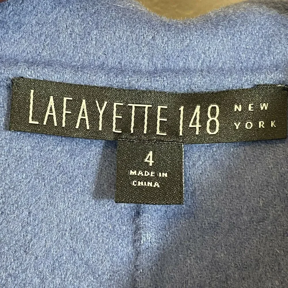 Lafayette 148 Women’s Angora and Wool Blazer Size 4 Button Front Blue